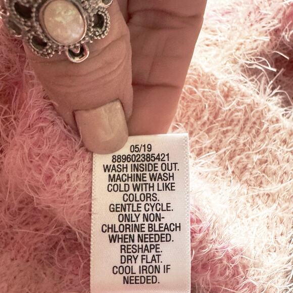 Y2K Candies Eyelash Sweater Womens Small Stretch Mock Neck Pink Striped Coquette - Picture 9 of 10